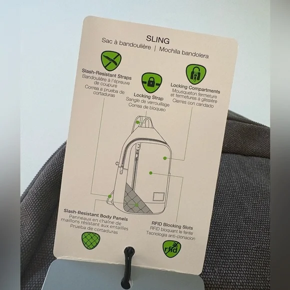 NEW Travelon Gray Canvas Sling Bag - Picture 5 of 5